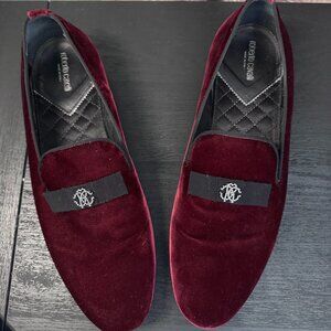 FOR SALE: Roberto Cavalli Men’s Velvet Loafers – Bordeaux